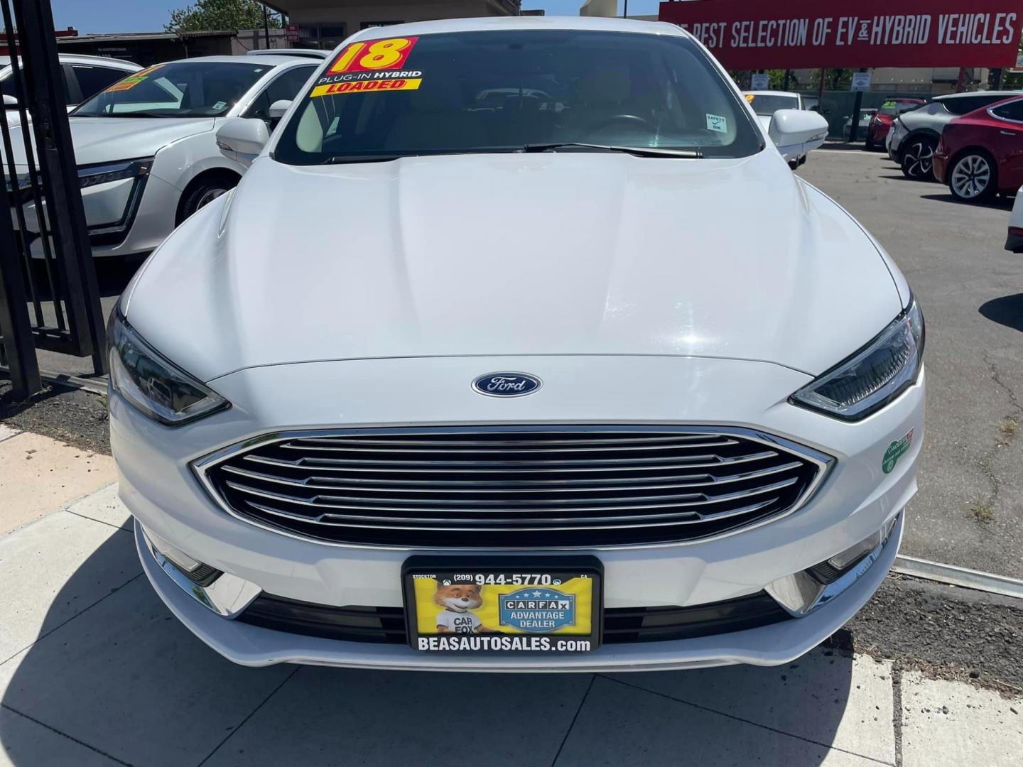 2018 WHITE /BLACK Ford Fusion Energi Titanium (3FA6P0SU6JR) with an 2.0L L4 DOHC 16V HYBRID engine, CVT transmission, located at 744 E Miner Ave, Stockton, CA, 95202, (209) 944-5770, 37.956863, -121.282082 - Photo#2